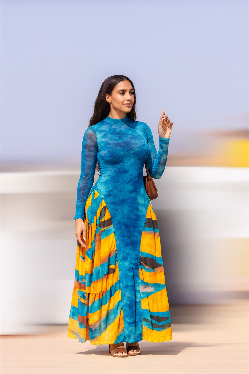 Ocean Mirage Mesh Maxi Dress